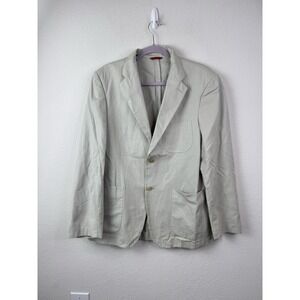 Carolina Herrera Men's Cotton Sport Coat Blazer Sz 42 Beige Made In Spain Preppy